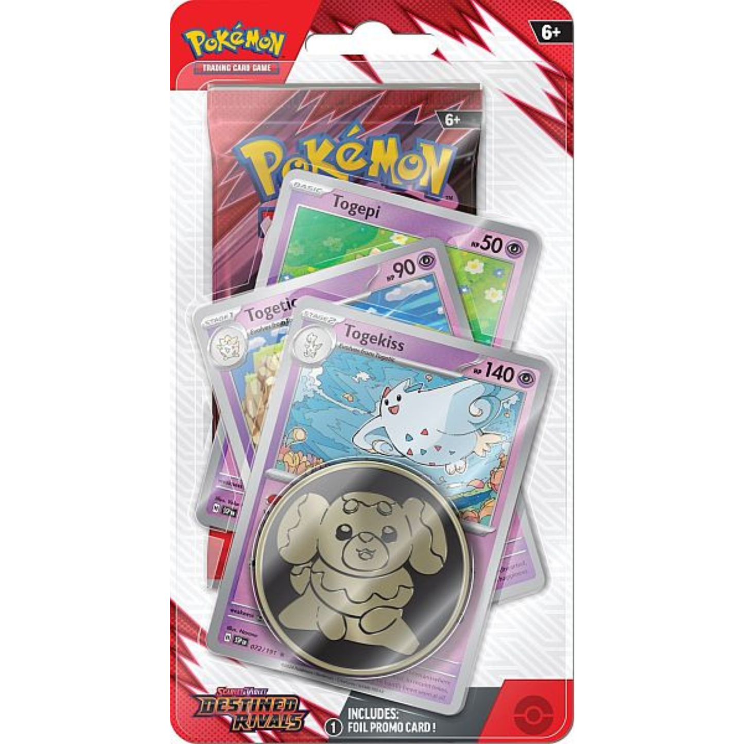 Pokemon Blister Pack - 1-Pack Premium Checklane Blister: 1 Scarlet & Violet: Destined Rivals Booster Pakke + Togekiss Line Promos & Mønt