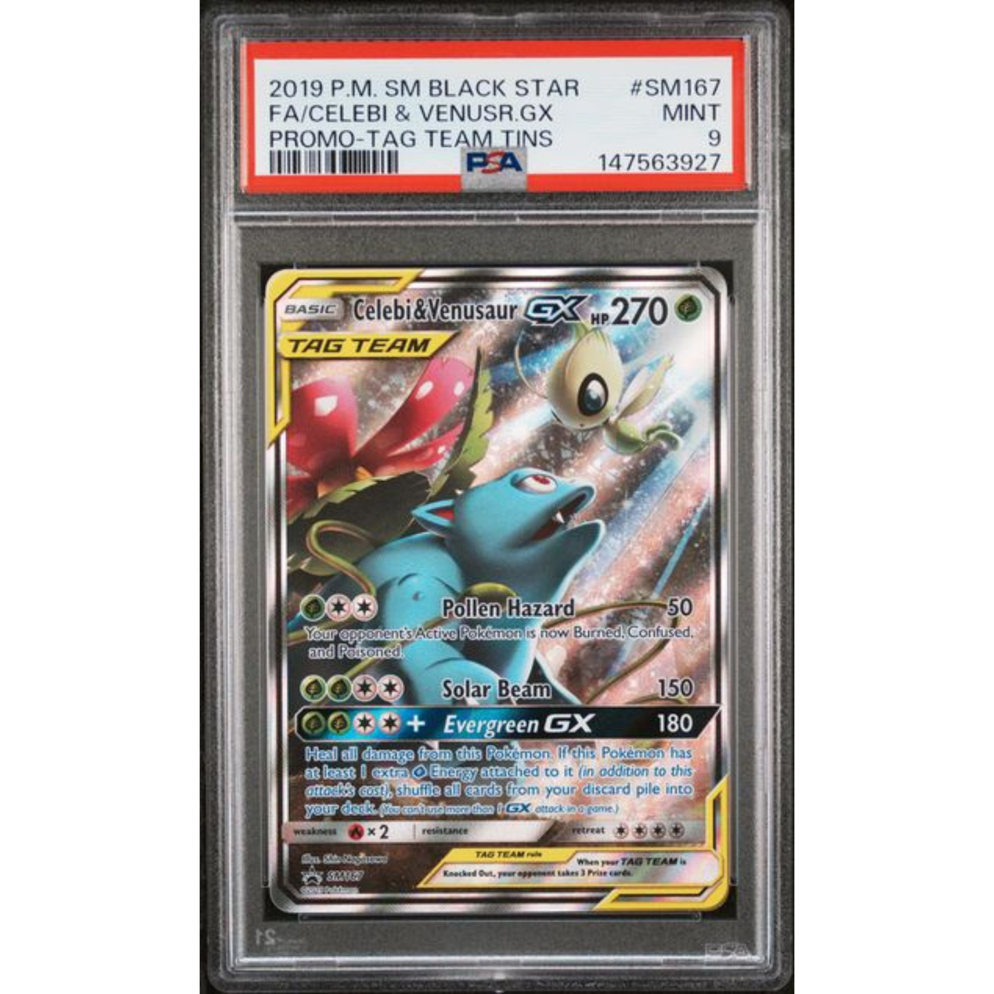 SM 167 - Celebi & Venusaur GX PSA 9